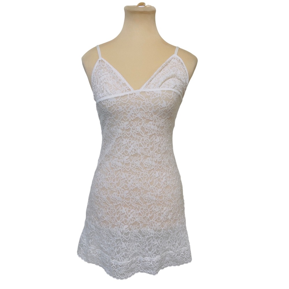 Victoria's Secret Womens White Floral Lace Chemise Slip Dress Size M Coquette